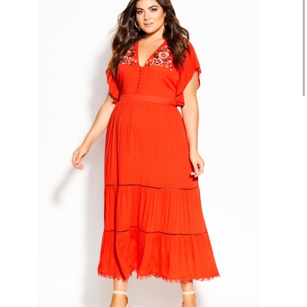 City Chic beautiful Summer Sunset Maxi Dress